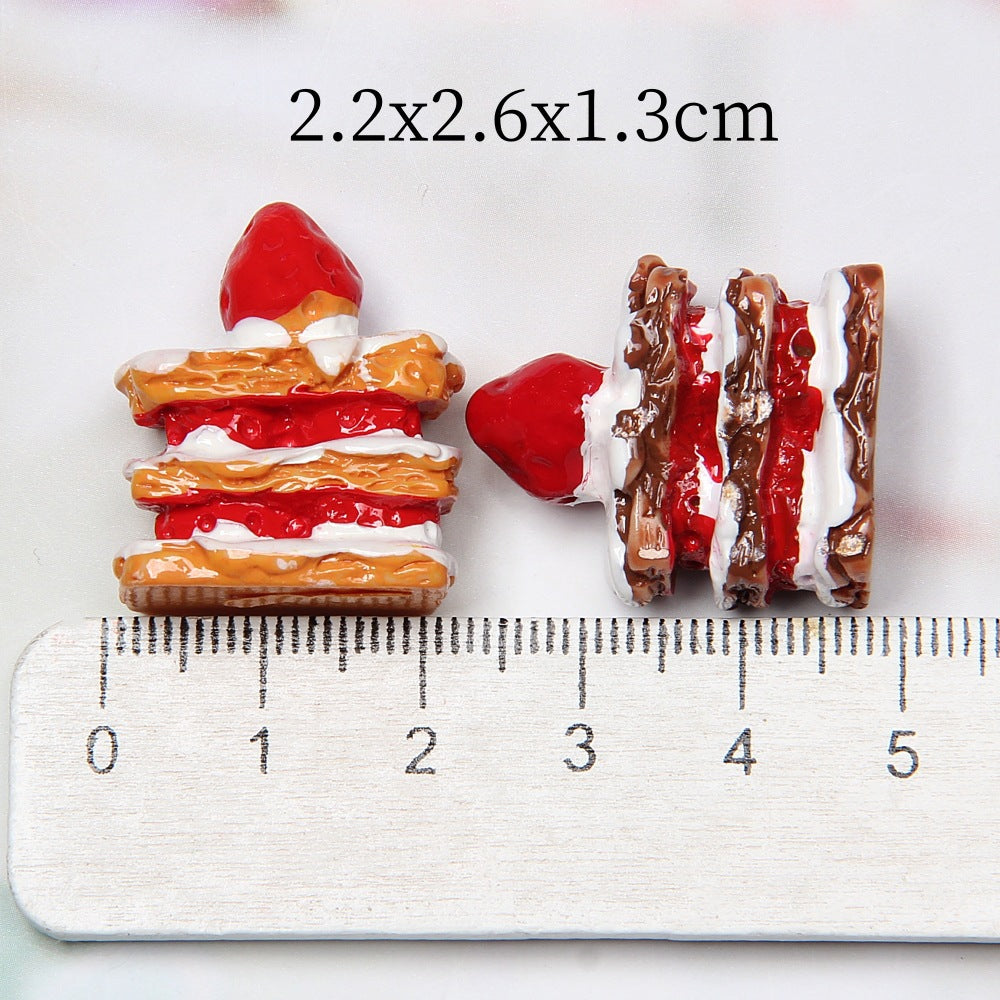 Wholesale Resin Strawberry Cake Food Toys No Hole
